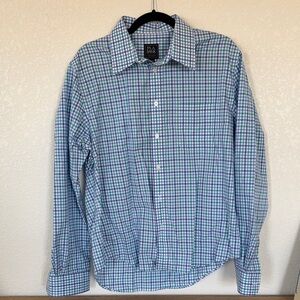 Jos. A. Bank Blue and Green Checked Dress Shirt